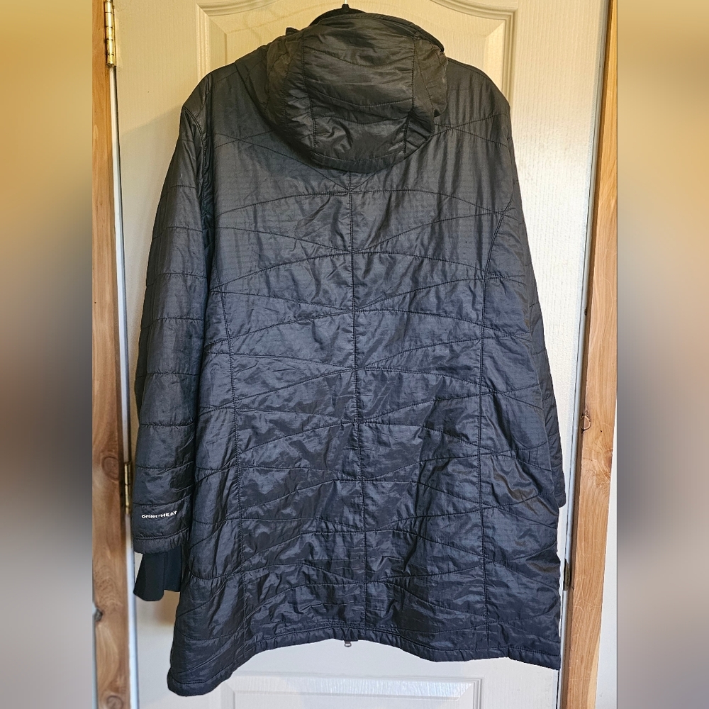 Columbia Omni Heat 2X Long Black Jacket Lightweight But Warm - Picture 6 of 7
